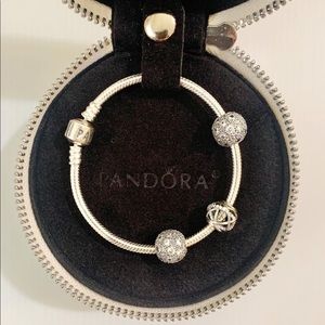 Pandora Stargazer bracelet w/three charms